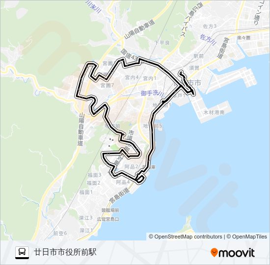 廿日市市さくらバス 阿品台ルート Bus Line Map