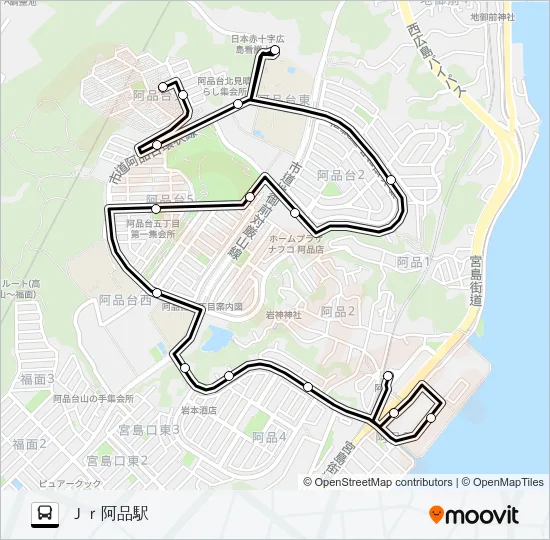 廿日市市さくらバス 阿品台ルート Bus Line Map