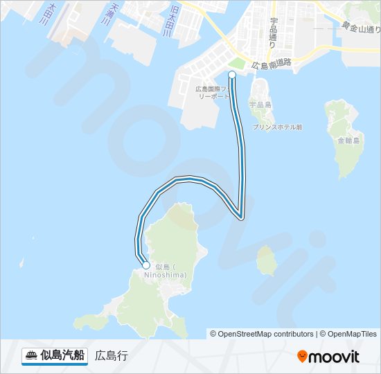 似島汽船 フェリーの路線図