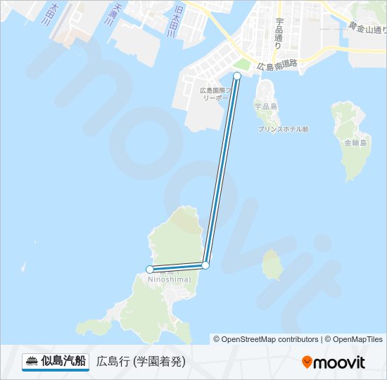 似島汽船 フェリーの路線図