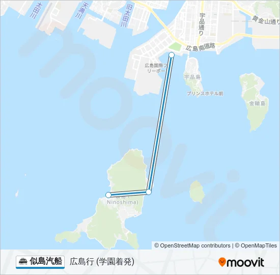 似島汽船 フェリーの路線図