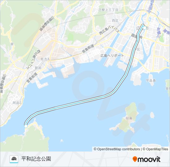 ひろしま世界遺産航路 フェリーの路線図