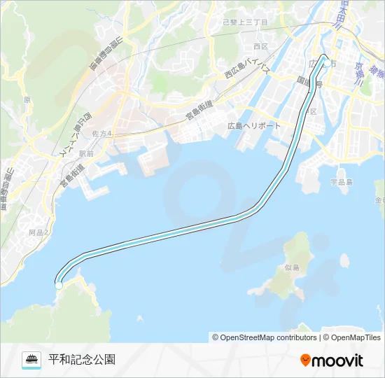 ひろしま世界遺産航路 Ferry Line Map