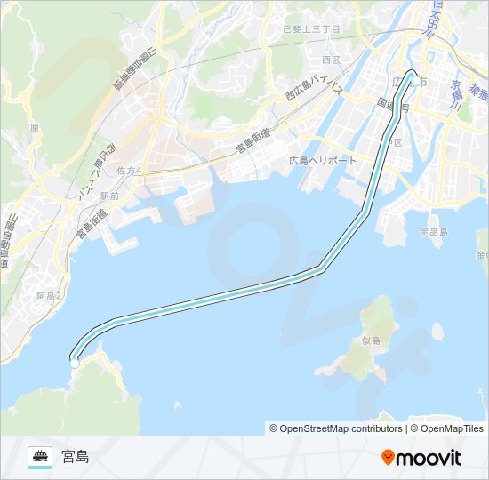 ひろしま世界遺産航路 フェリーの路線図