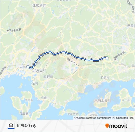 Hiroshima Airport Limousine (Hiroshima Station) Bus Line Map