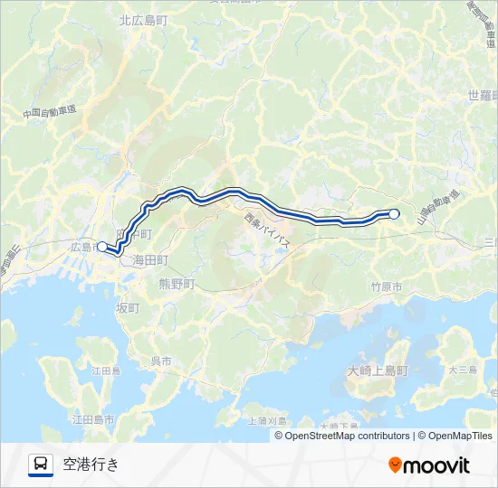 Hiroshima Airport Limousine (Hiroshima Station) Bus Line Map