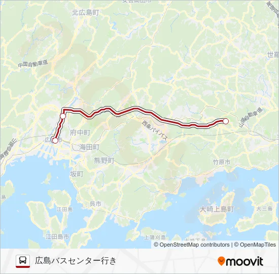 広島空港リムジン（広島バスセンター） Bus Line Map