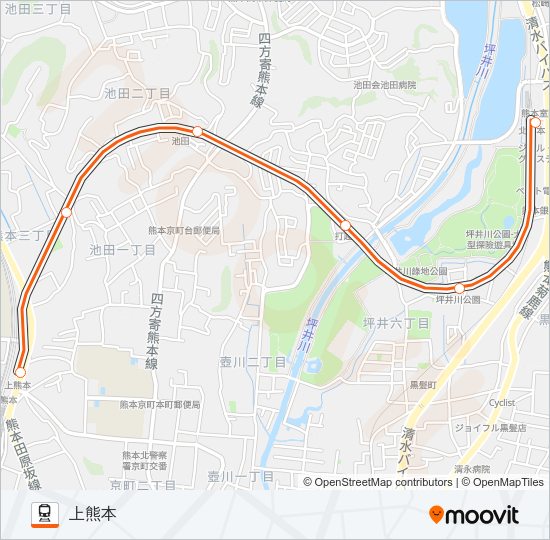上熊本線 Train Line Map