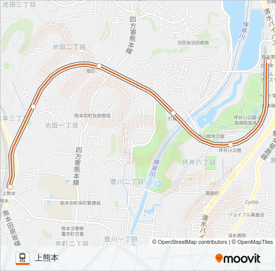 上熊本線 Train Line Map