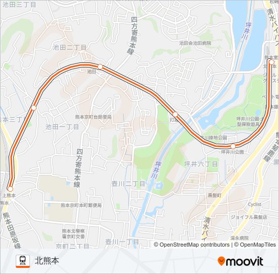 上熊本線 Train Line Map