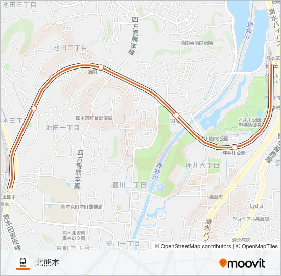 上熊本線 Train Line Map