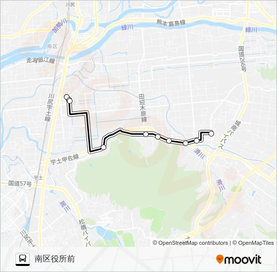 城南→木原不動→南区役所 Bus Line Map