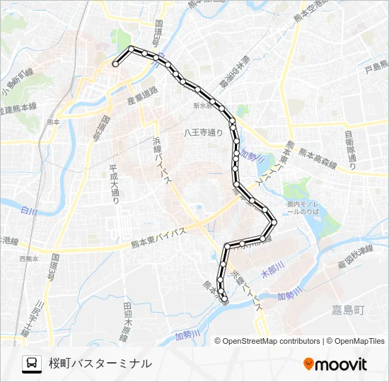 中車庫→セイラタウン→桜町バスターミナル バスの路線図
