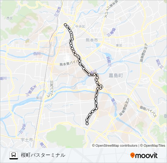 M6-1：城南→イオン→田迎→桜町バスターミナル Bus Line Map