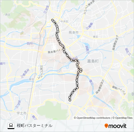 M6-1：城南→イオン→田迎→桜町バスターミナル Bus Line Map