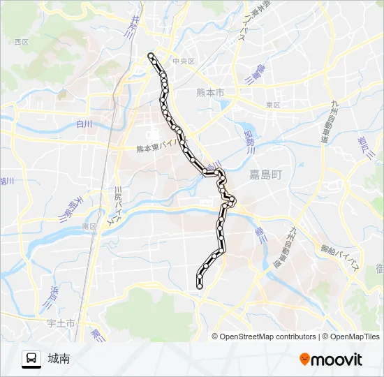 M6-1：桜町バスターミナル→田迎→イオン→城南 Bus Line Map
