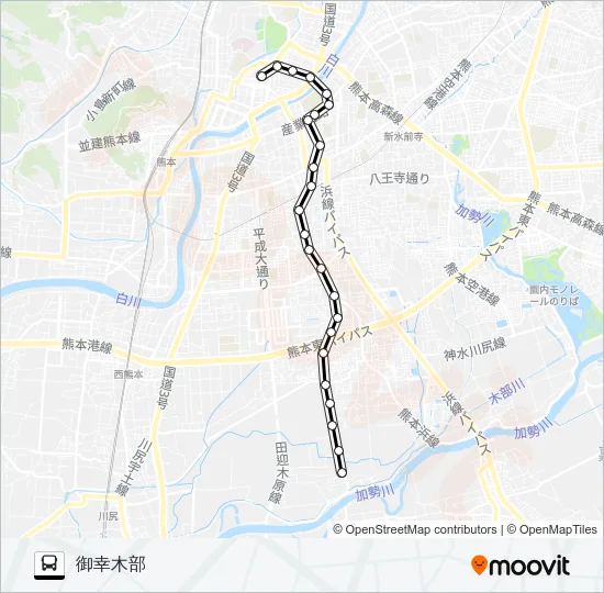 P2-2：桜町バスターミナル→大学病院→御幸木部 Bus Line Map