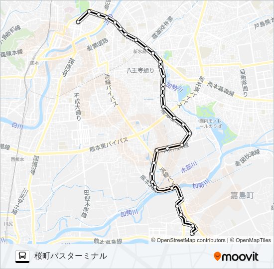 L2-2：イオン→セイラタウン→桜町バスターミナル Bus Line Map