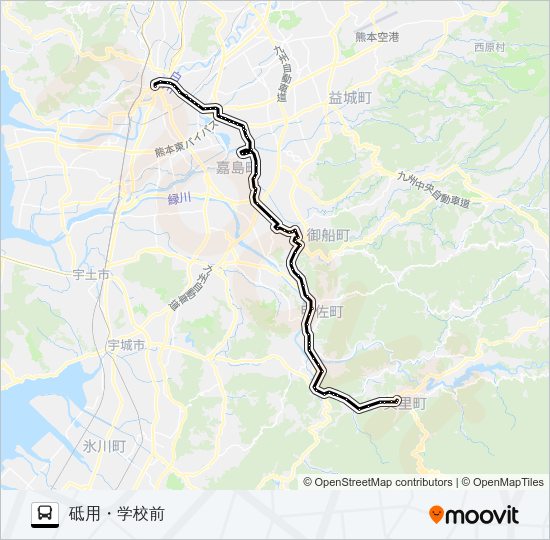 K2-5：桜町バスターミナル→県庁→健軍→甲佐→砥用 Bus Line Map
