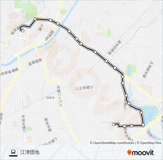 L1-1：桜町バスターミナル→水道町→国府→江津団地 Bus Line Map