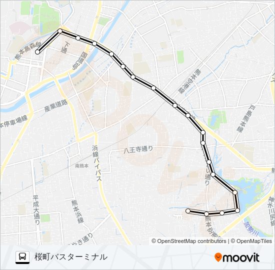 L1-1：江津団地→国府→水道町→桜町バスターミナル Bus Line Map
