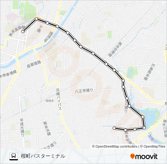 L1-1：江津団地→国府→水道町→桜町バスターミナル Bus Line Map