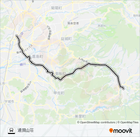 M3-2：桜町バスターミナル→田迎→イオン→通潤山荘 Bus Line Map