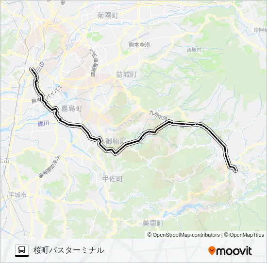 M3-2：通潤山荘→イオン→田迎→桜町バスターミナル Bus Line Map