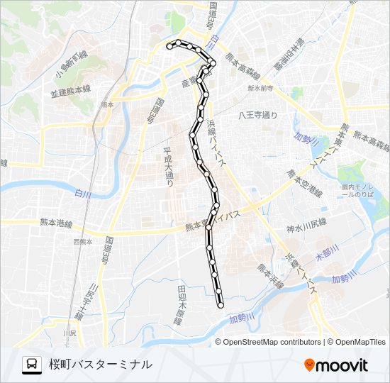 P2-4：御幸木部→大学病院構内→桜町バスターミナル Bus Line Map