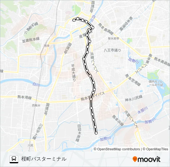 P2-4：御幸木部→大学病院構内→桜町バスターミナル Bus Line Map