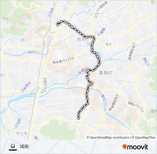 K1-3：桜町バスターミナル→県庁→画図→イオン→城南 Bus Line Map