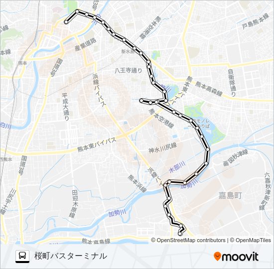 L1-2：イオン→烏ヶ江→江津団地→桜町バスターミナル Bus Line Map