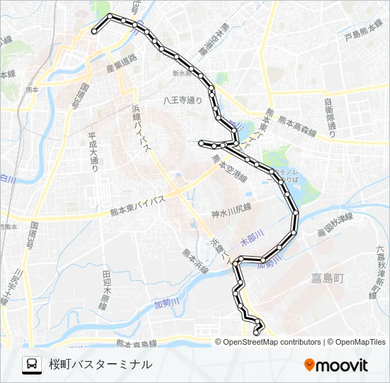 L1-2：イオン→烏ヶ江→江津団地→桜町バスターミナル Bus Line Map