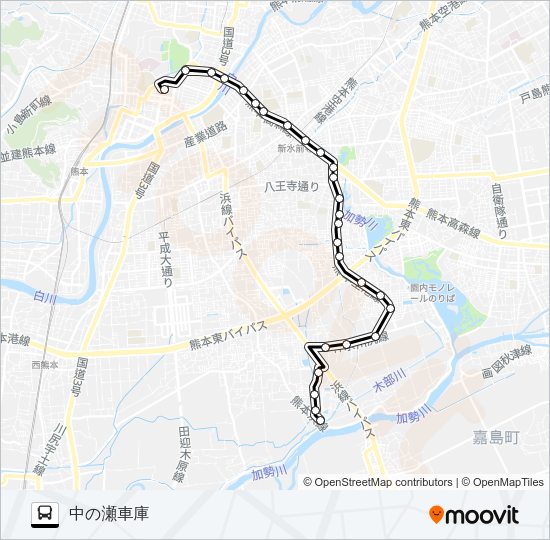 L2-1：桜町バスターミナル→セイラタウン→中の瀬車庫 Bus Line Map