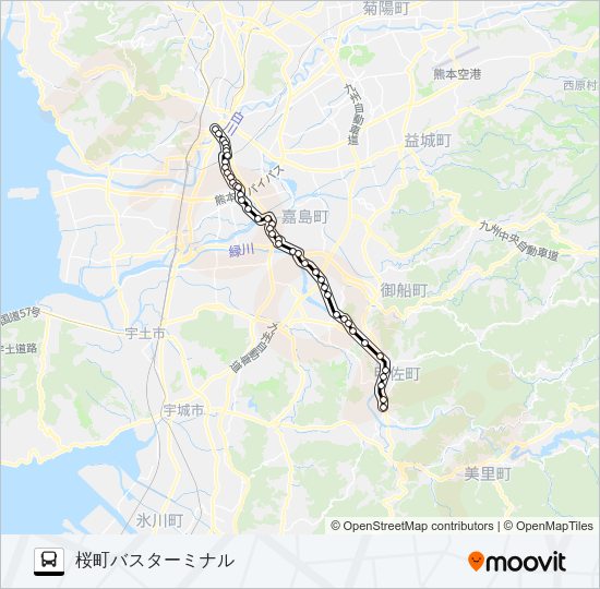 M4-1：甲佐→辺場→イオン→田迎→桜町バスターミナル Bus Line Map