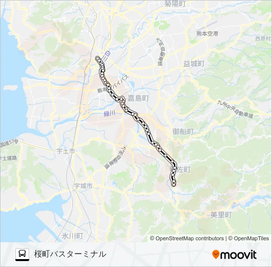 M4-1：甲佐→辺場→イオン→田迎→桜町バスターミナル Bus Line Map