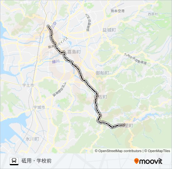 M4-2：桜町バスターミナル→田迎→イオン→辺場→砥用 Bus Line Map