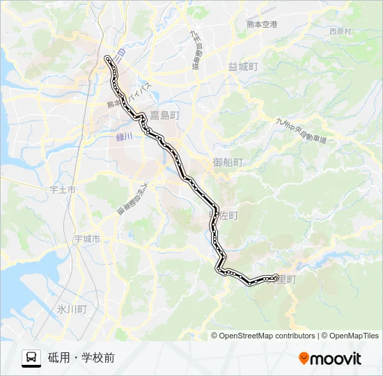M4-2：桜町バスターミナル→田迎→イオン→辺場→砥用 Bus Line Map