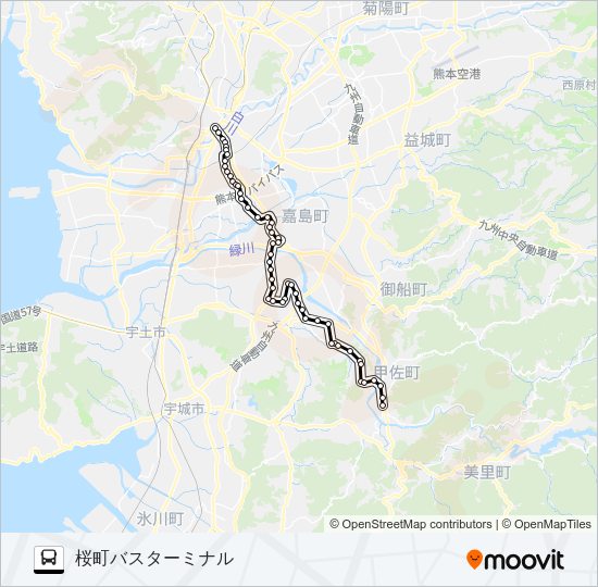 M5-1：甲佐→乙女→イオン→田迎→桜町バスターミナル バスの路線図