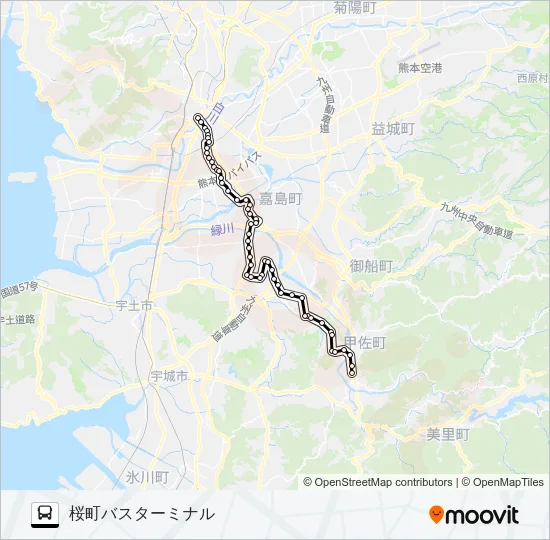 M5-1：甲佐→乙女→イオン→田迎→桜町バスターミナル Bus Line Map