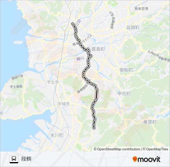 M6-6：桜町バスターミナル→田迎→イオン→城南→段鶴 Bus Line Map