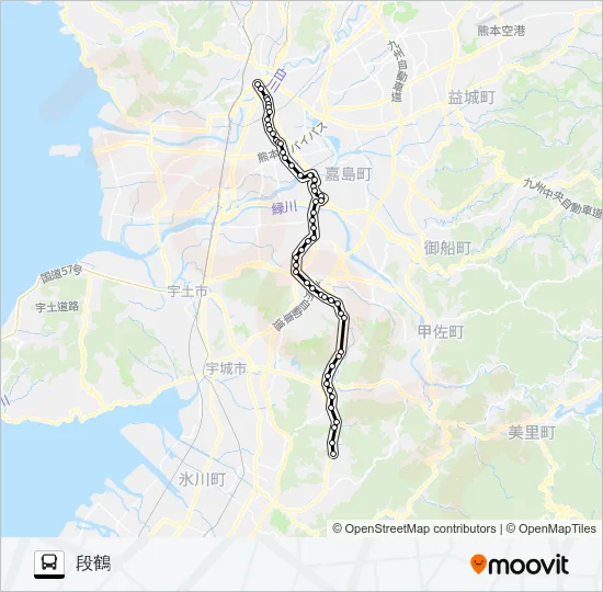 M6-6：桜町バスターミナル→田迎→イオン→城南→段鶴 Bus Line Map