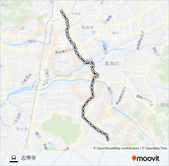 M6-4：桜町バスターミナル→田迎→イオン→城南→志導寺 Bus Line Map