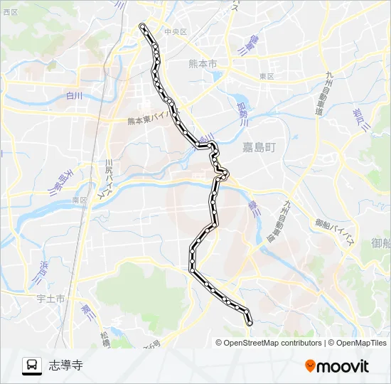 M6-4：桜町バスターミナル→田迎→イオン→城南→志導寺 Bus Line Map