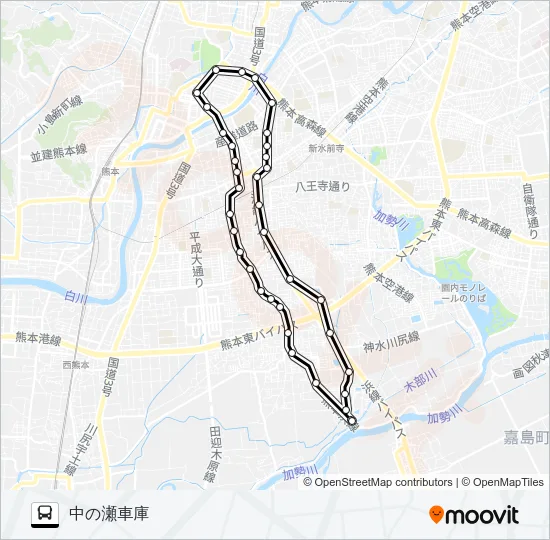 M0-0：中の瀬車庫ー田迎ー桜町BT?中央病院ー中の瀬車庫 Bus Line Map