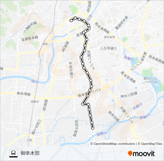 P2-3：桜町バスターミナル→大学病院→御幸病院→御幸木部 Bus Line Map