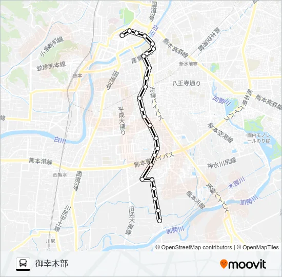 P2-3：桜町バスターミナル→大学病院→御幸病院→御幸木部 Bus Line Map