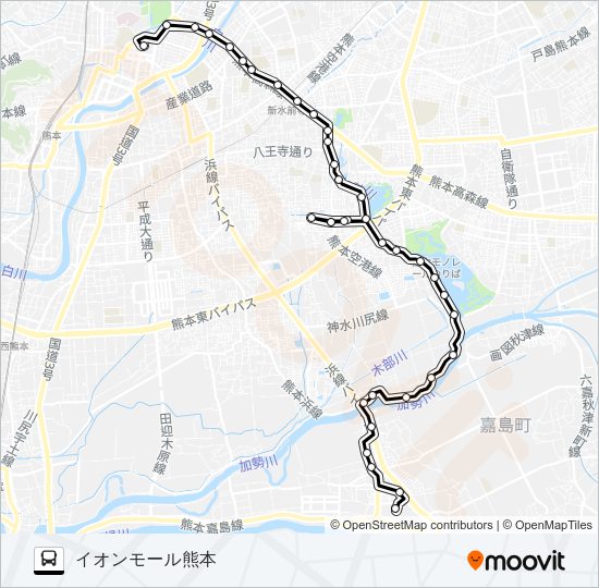 L1-2：桜町バスターミナル→国府→江津団地→烏ヶ江→イオン Bus Line Map