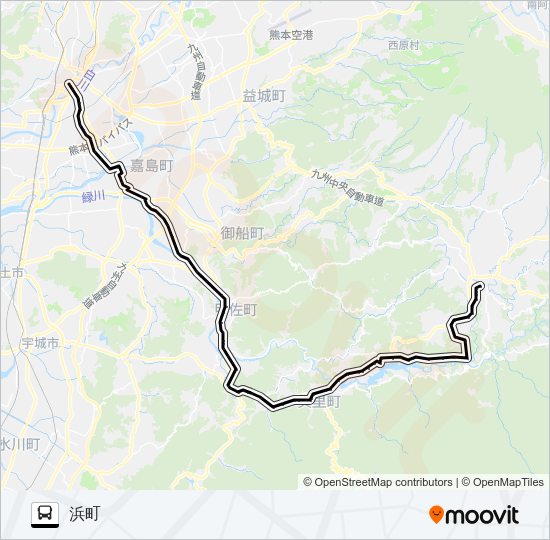 M4-3：桜町バスターミナル→田迎→イオン→辺場→内大臣→浜町 バスの路線図