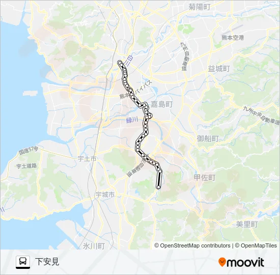 M6-5：桜町バスターミナル→田迎→イオン→城南→志導寺→下安見 Bus Line Map